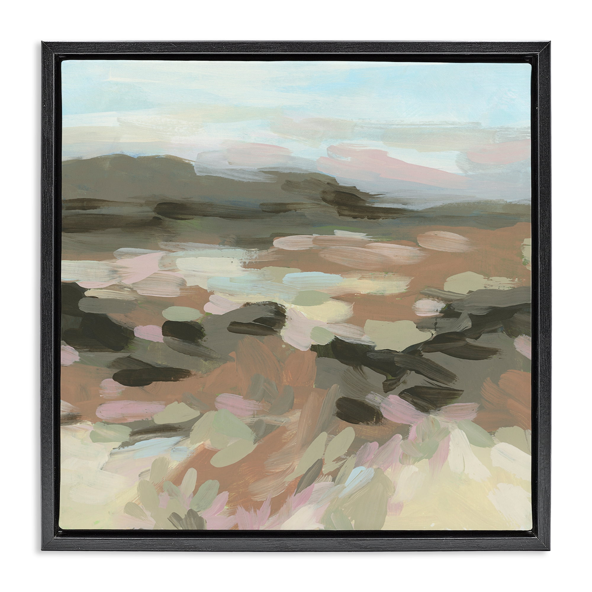 Stupell Industries Patterned Brush Strokes View Landscape & Nature Painting Black Floater Framed Canvas Art Print Wall Art, 25 x 25
