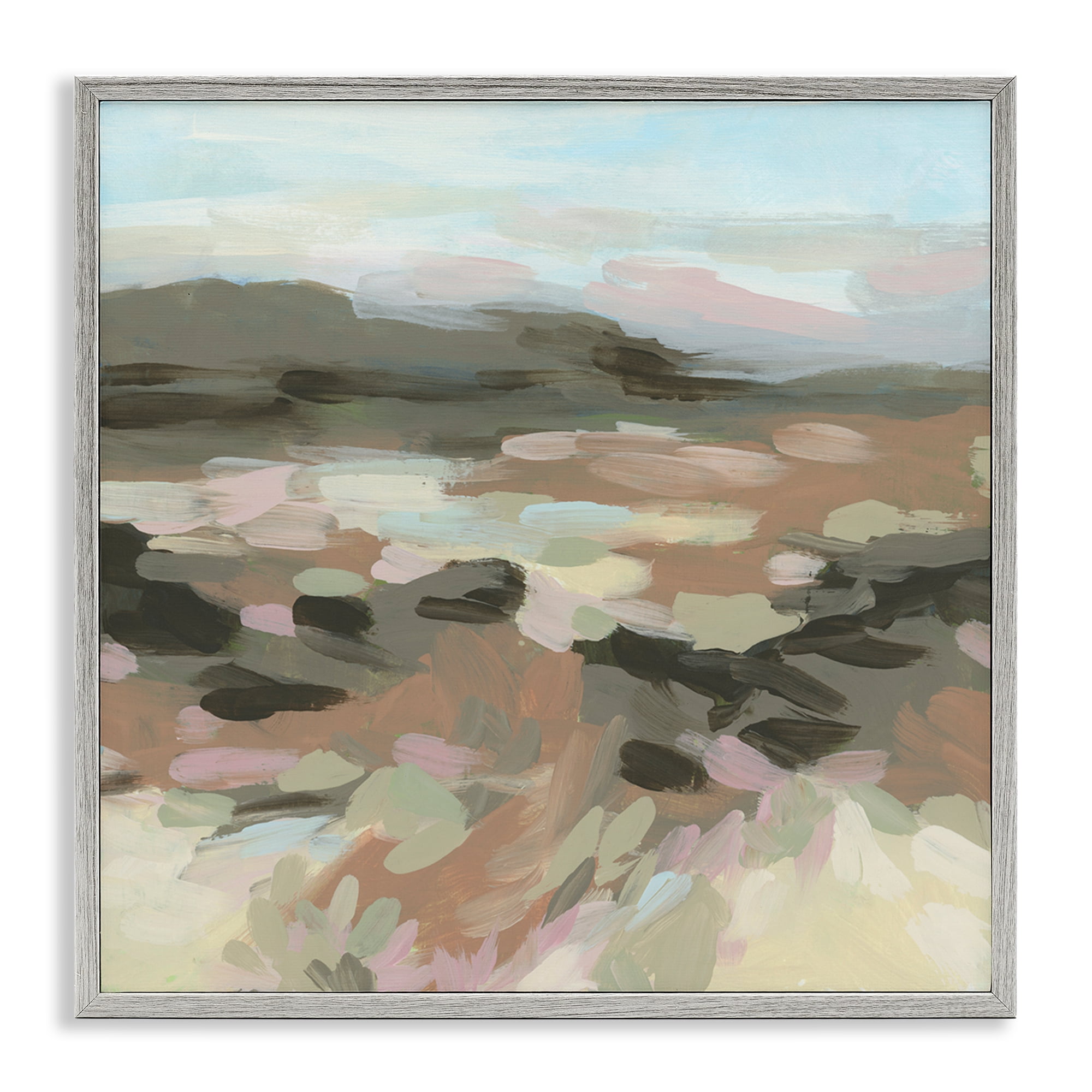 Stupell Industries Patterned Brush Strokes View Landscape & Nature Painting Gray Framed Art Print Wall Art, 17 x 17
