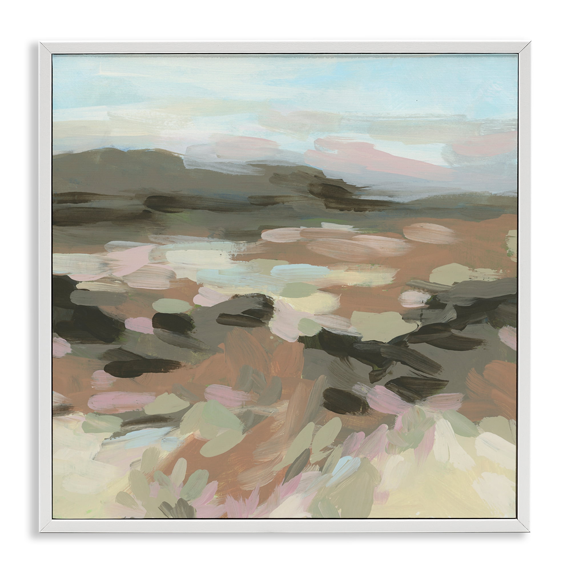 Stupell Industries Patterned Brush Strokes View Landscape & Nature Painting White Framed Art Print Wall Art, 12 x 12