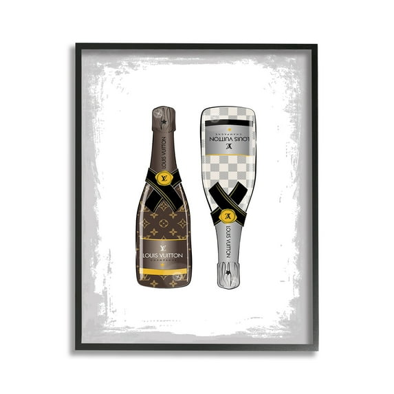 Stupell Industries Patterned Champagne Bottles Food & Beverage Painting Black Framed Art Print Wall Art, 11 x 14