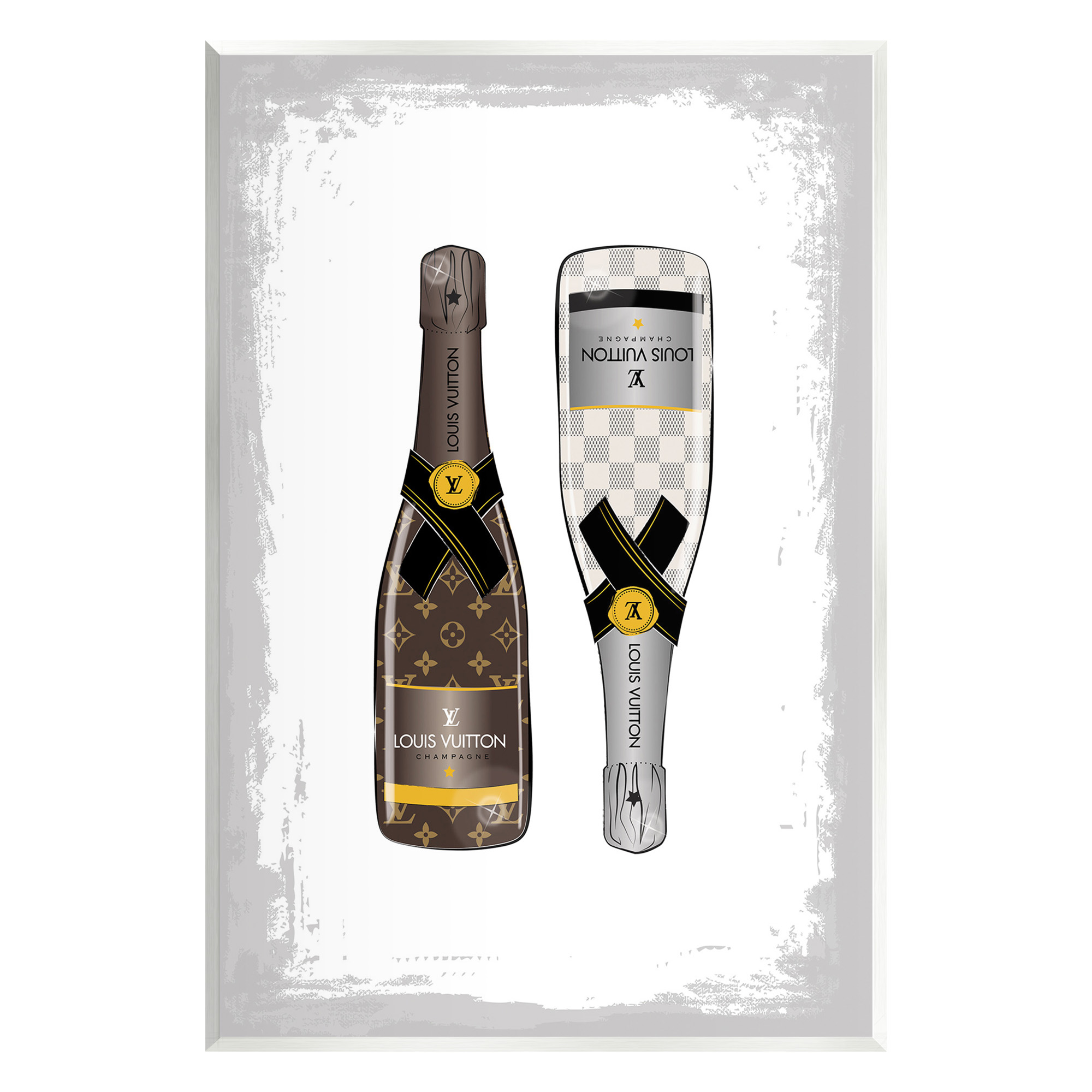Stupell Industries Patterned Champagne Bottles Food & Beverage Painting Unframed Art Print Wall Art, 13 x 19