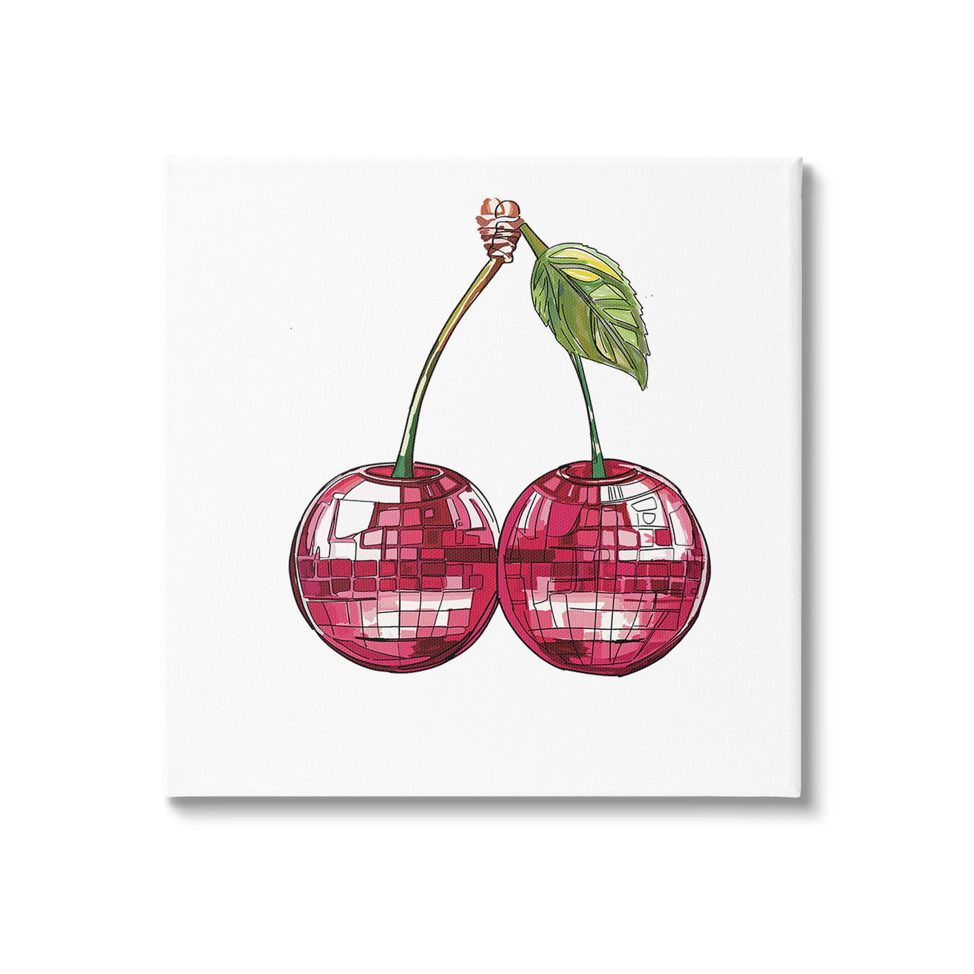 Stupell Industries Patterned Cherry Fruit Food & Beverage Painting Gallery Wrapped Canvas Art Print Wall Art, 36 x 36