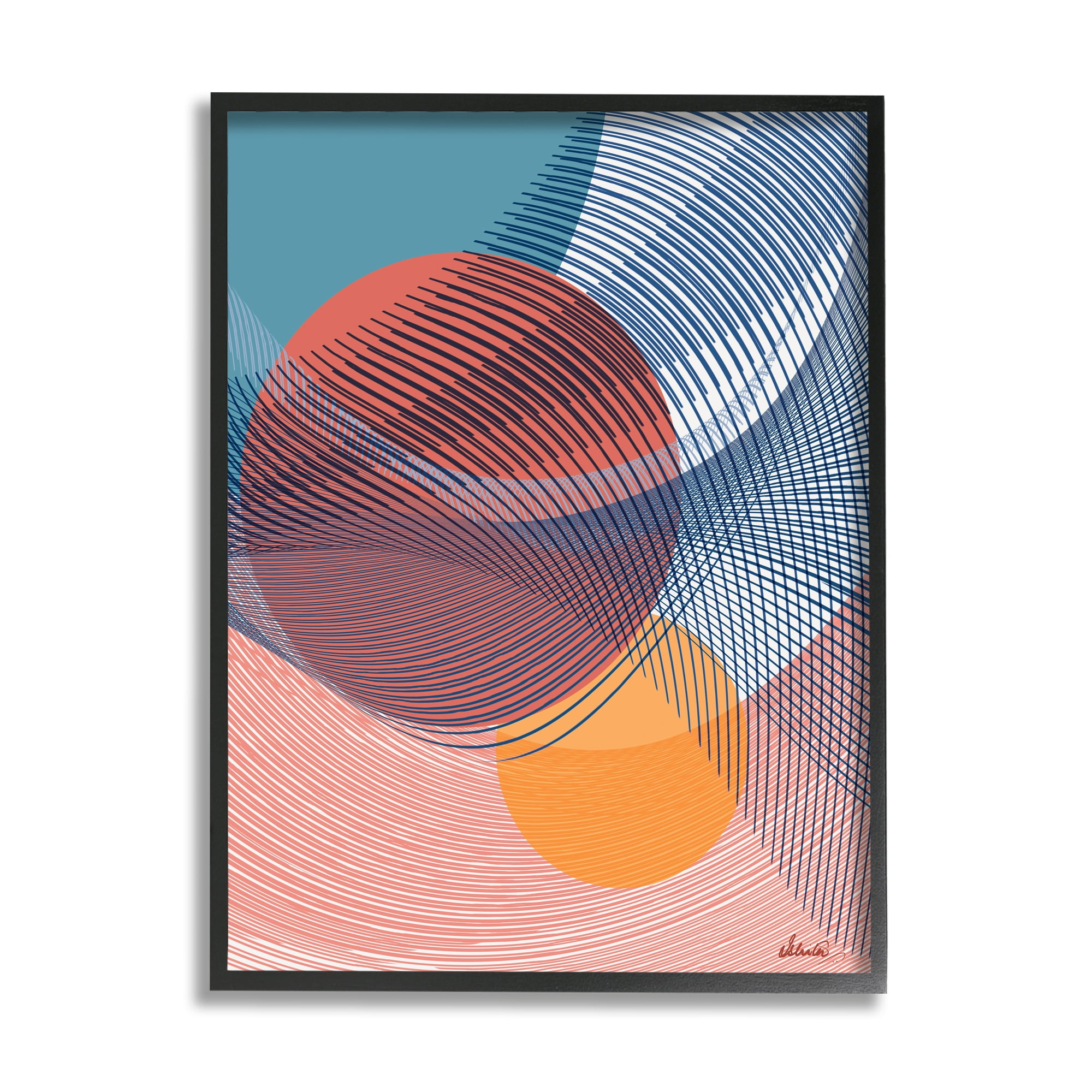Stupell Industries Patterned Circular Shapes Abstract Painting Black Framed Art Print Wall Art, 11 x 14