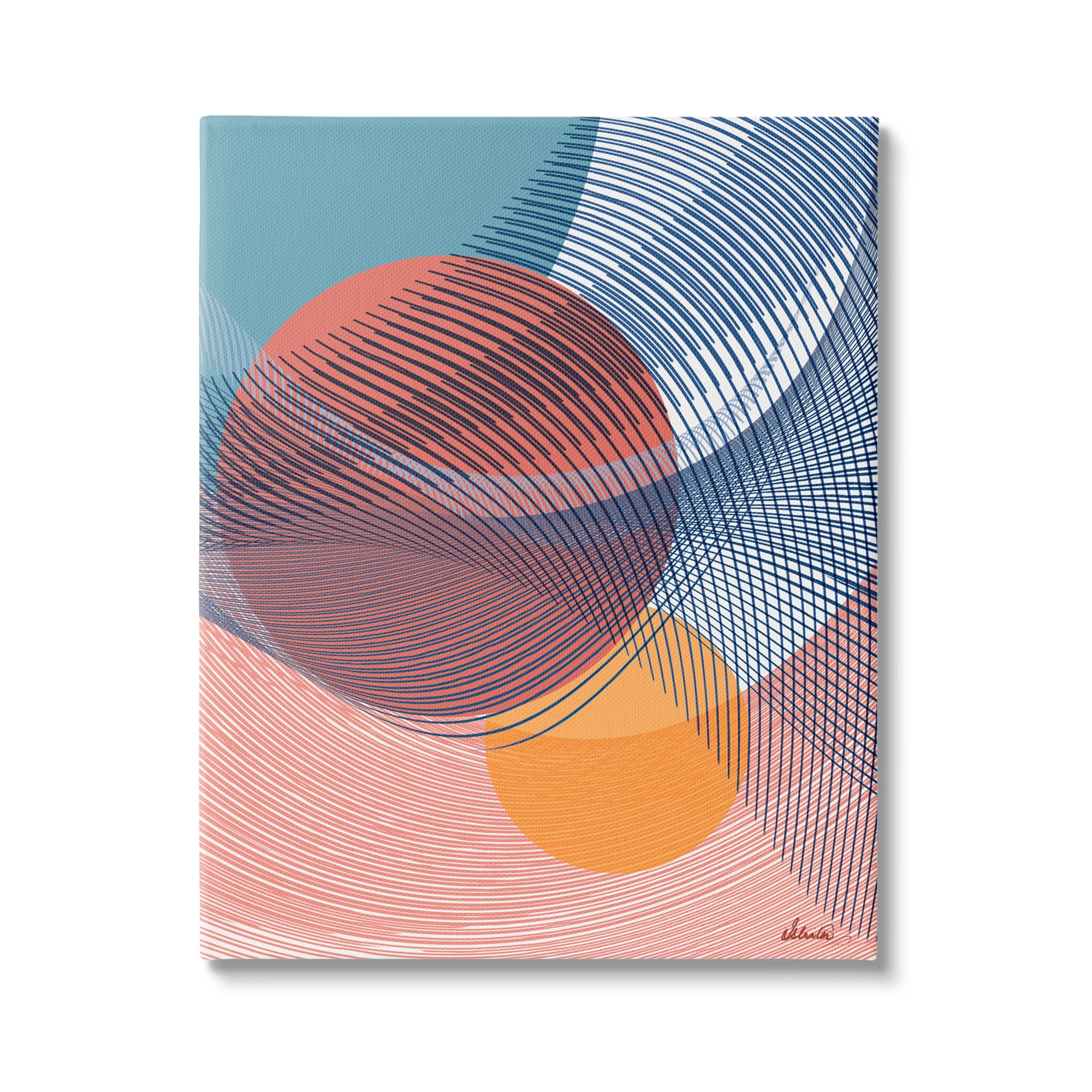 Stupell Industries Patterned Circular Shapes Abstract Painting Gallery Wrapped Canvas Art Print Wall Art, 36 x 48