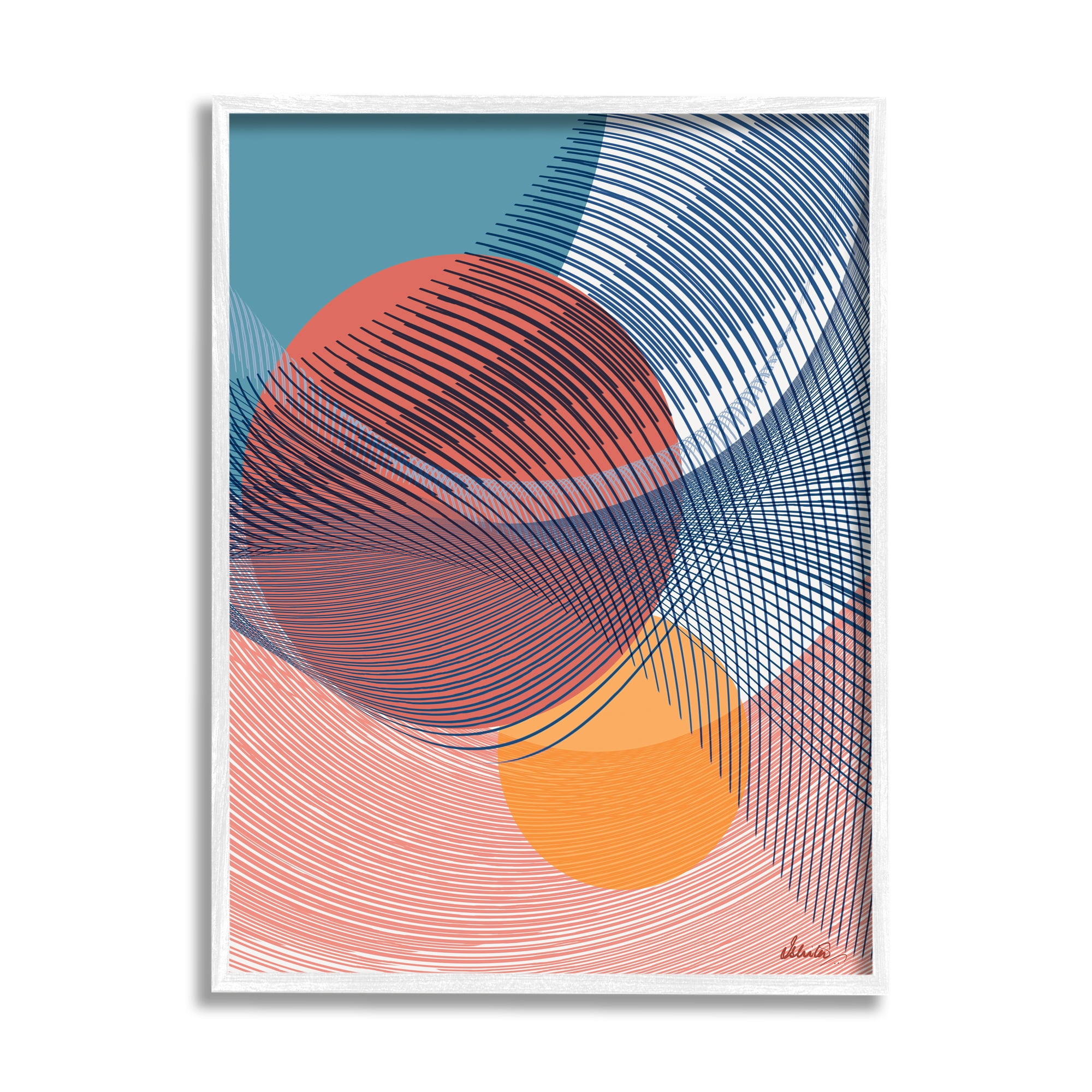 Stupell Industries Patterned Circular Shapes Abstract Painting White Framed Art Print Wall Art, 24 x 30