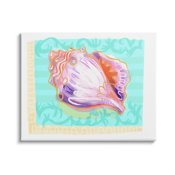 Stupell Industries Patterned Conch Seashell Illustration Nautical Sea Life Graphic Art Gallery Wrapped Canvas Print Wall Art, Design by unknown