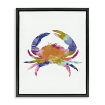 Stupell Industries Patterned Crab Impression Animals & Insects Painting Black Floater Framed Canvas Art Print Wall Art, 17 x 21