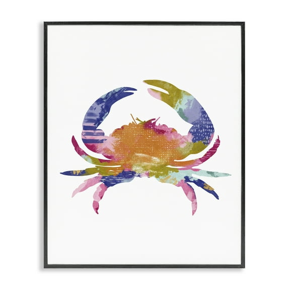 Stupell Industries Patterned Crab Impression Animals & Insects Painting Black Framed Art Print Wall Art, 11 x 14