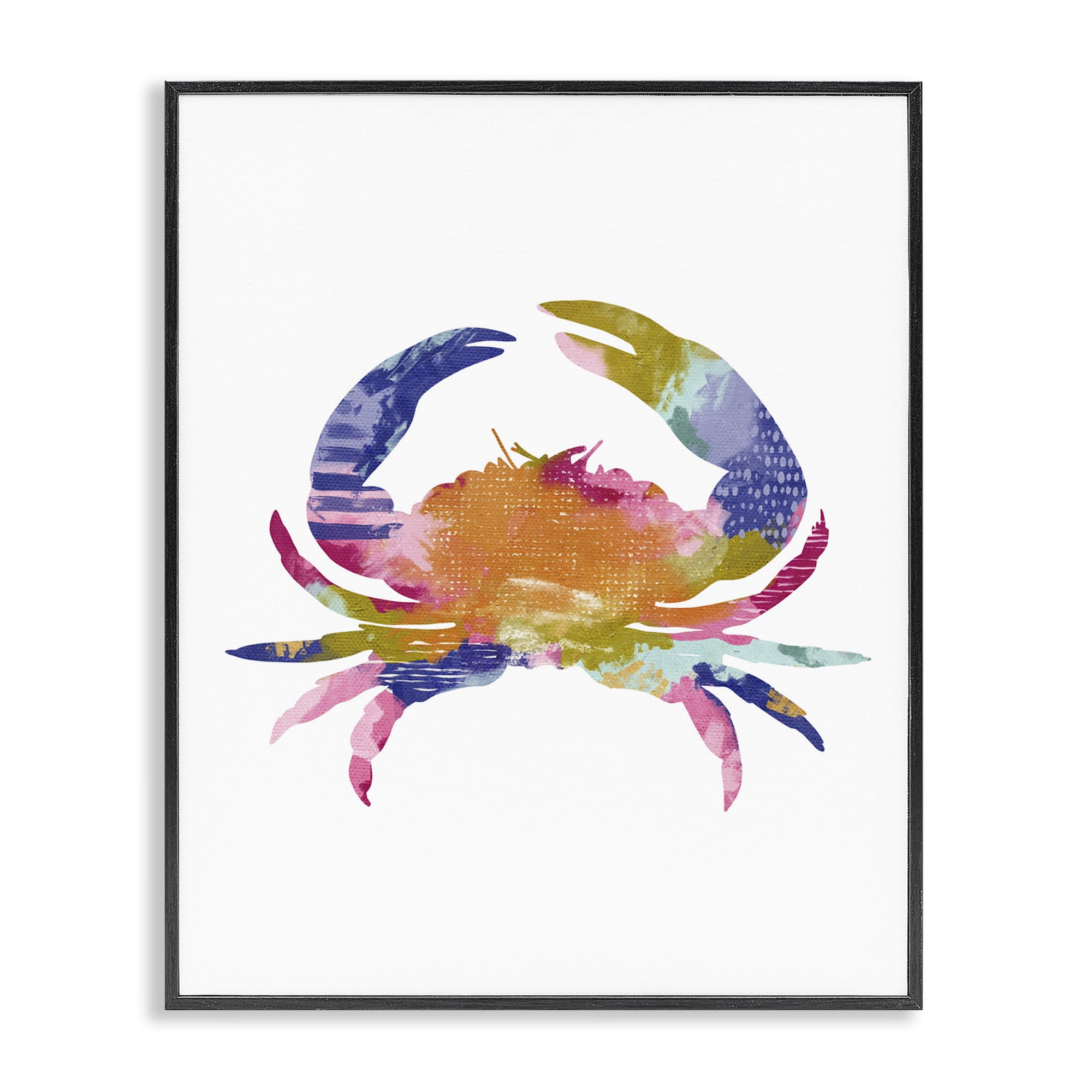 Stupell Industries Patterned Crab Impression Animals & Insects Painting Black Framed Art Print Wall Art, 24 x 30