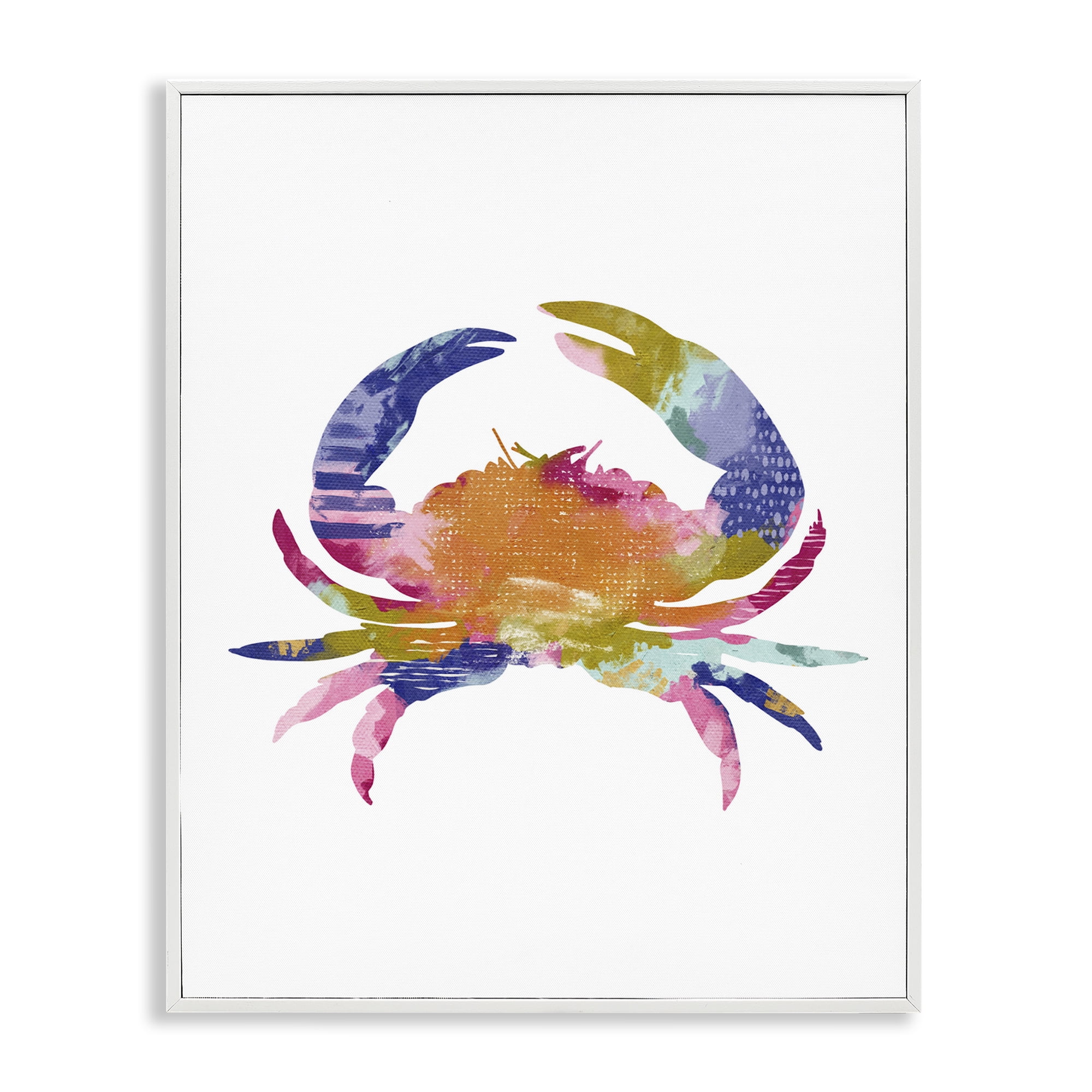 Stupell Industries Patterned Crab Impression Animals & Insects Painting White Framed Art Print Wall Art, 24 x 30