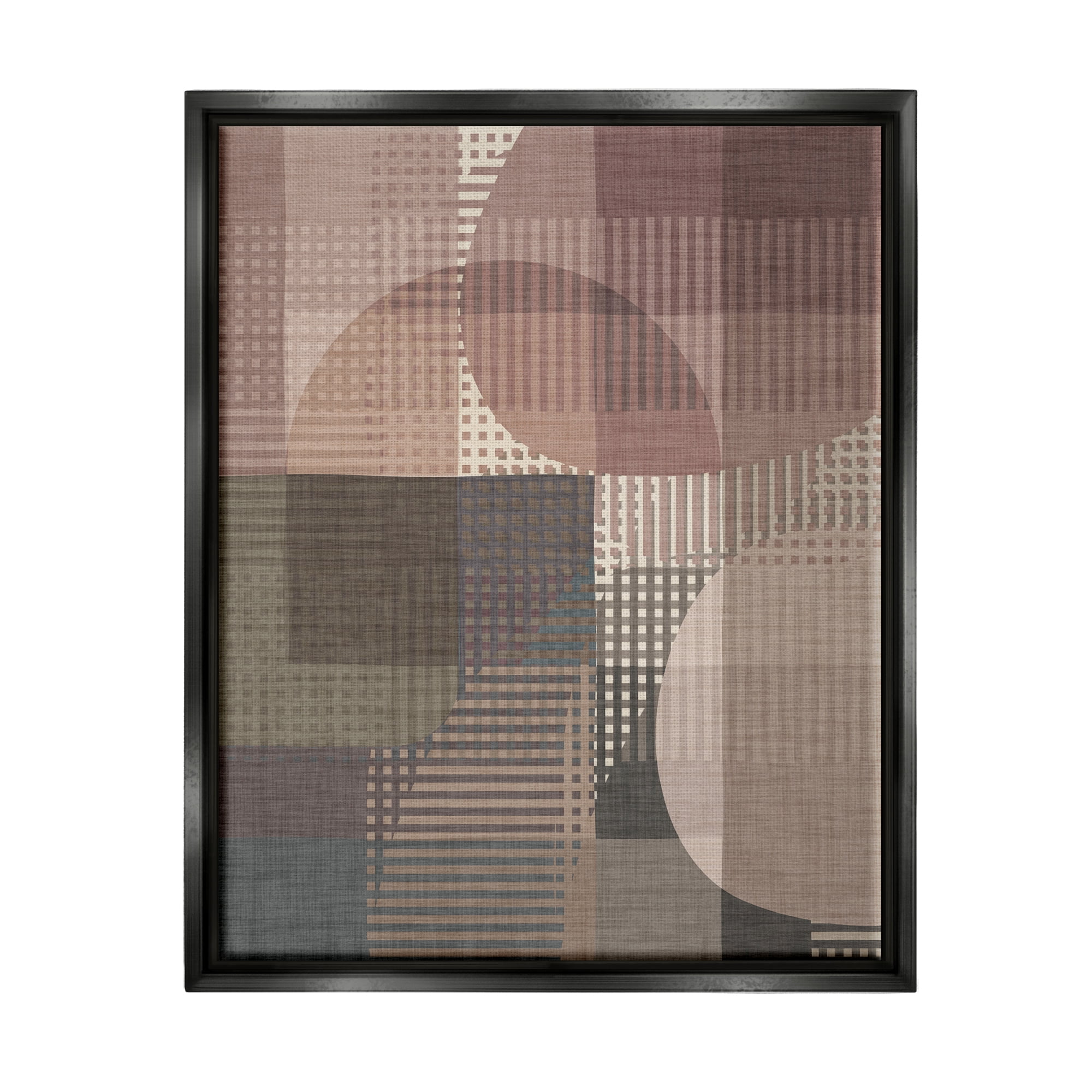 Stupell Industries Patterned Earth Tone Shapes Abstract Painting Black Floater Framed Canvas Art Print Wall Art, 17 x 21