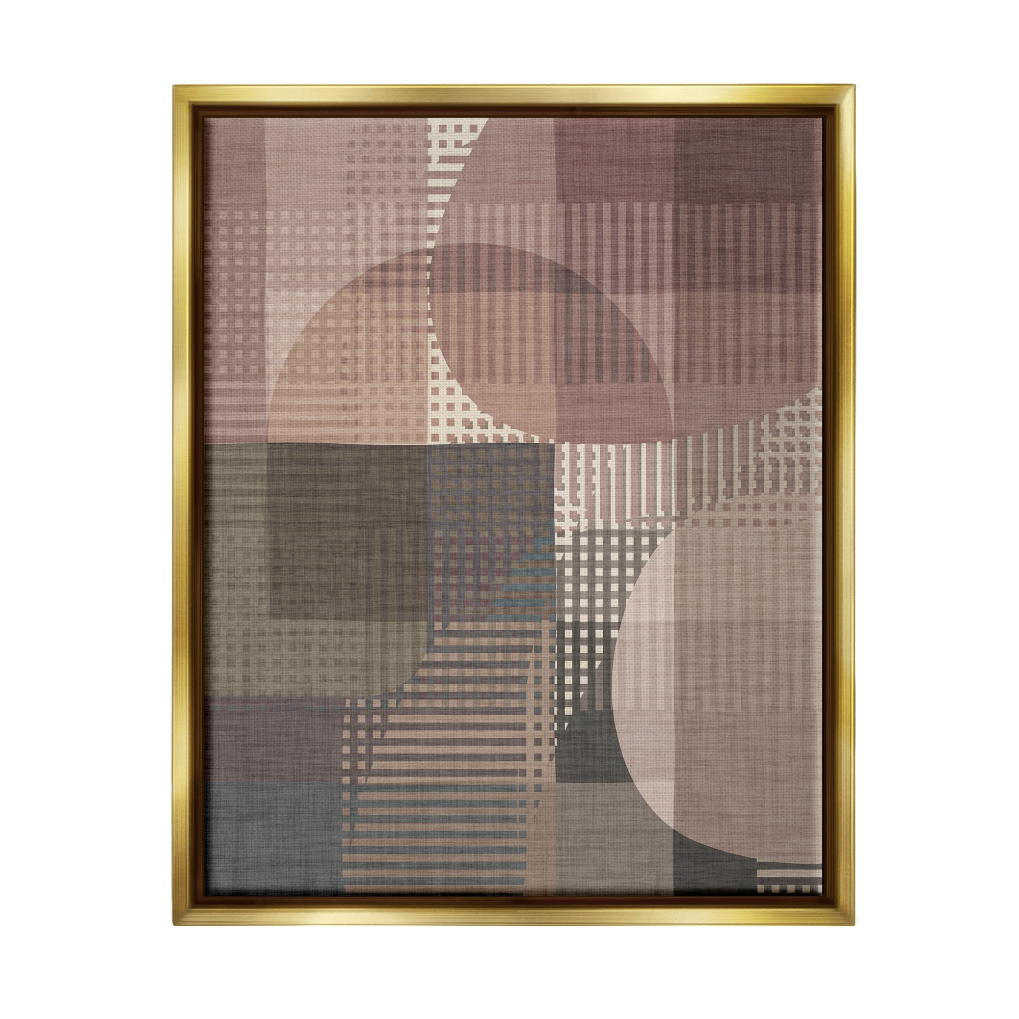 Stupell Industries Patterned Earth Tone Shapes Abstract Painting Gold Floater Framed Canvas Art Print Wall Art, 25 x 31
