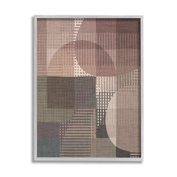 Stupell Industries Patterned Earth Tone Shapes Abstract Painting Gray Framed Art Print Wall Art, 24 x 30