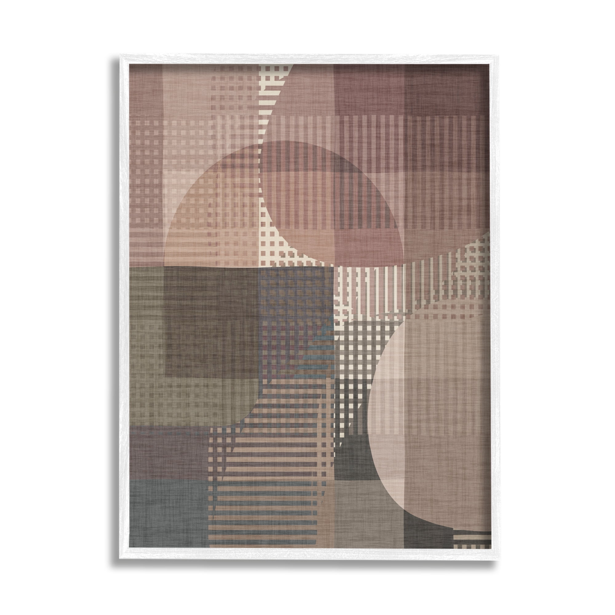 Stupell Industries Patterned Earth Tone Shapes Abstract Painting White Framed Art Print Wall Art, 24 x 30