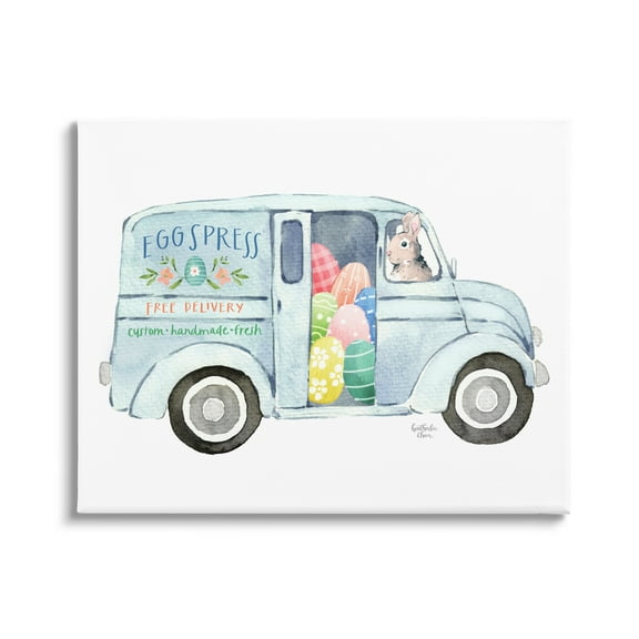 Stupell Industries Patterned Easter Eggs Truck Holiday Bunny Painting Painting Gallery Wrapped Canvas Print Wall Art, Design by Heatherlee Chan