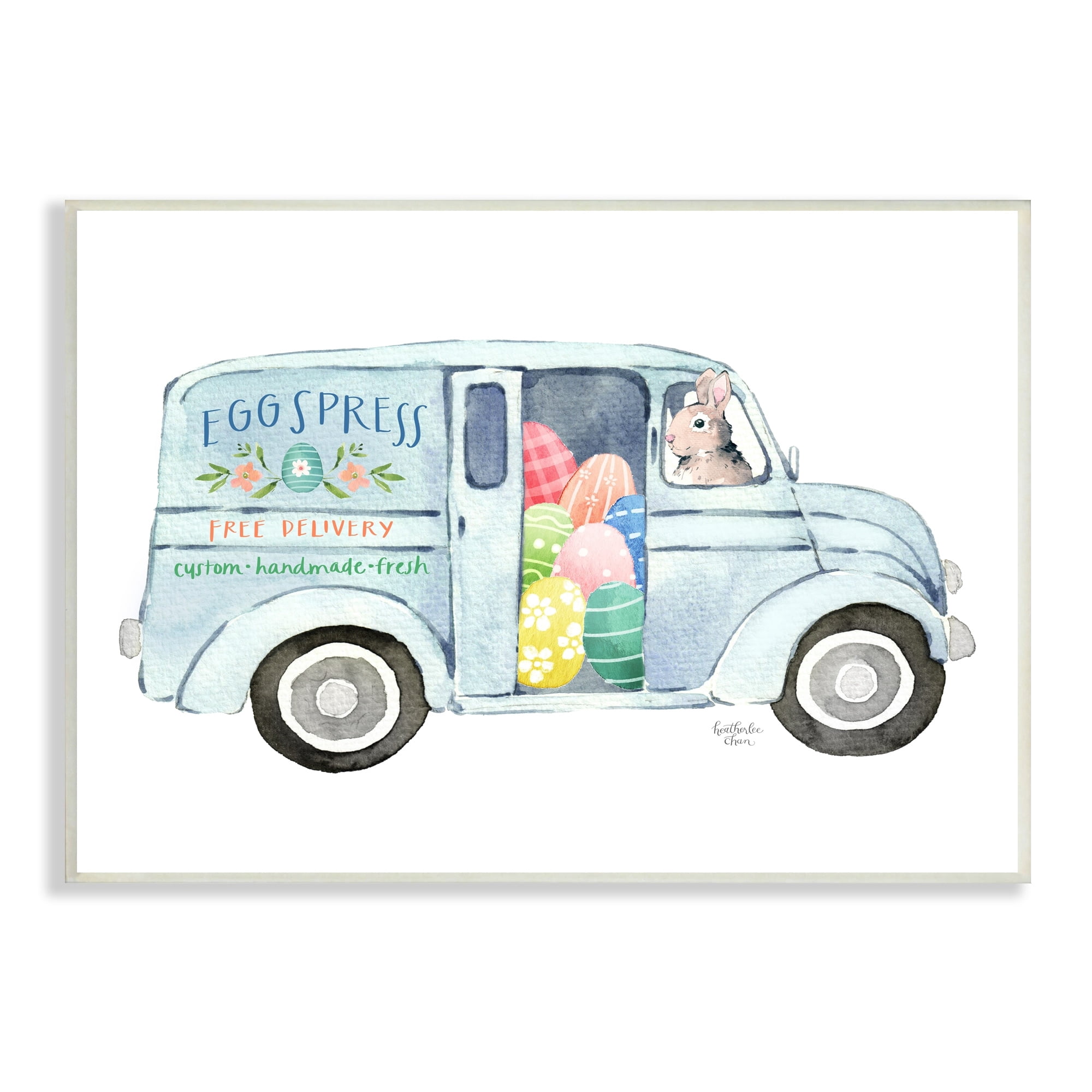 Stupell Industries Patterned Easter Eggs Truck Holiday Bunny Painting Painting Unframed Art Print Wall Art, Design by Heatherlee Chan