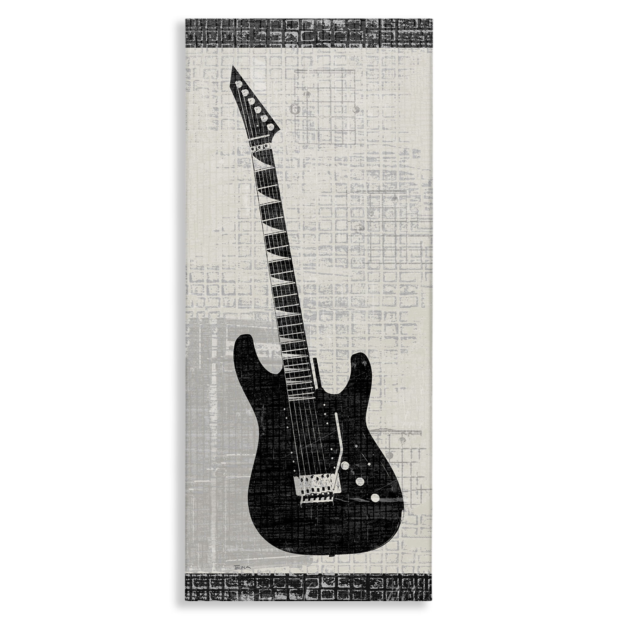 Stupell Industries Patterned Electric Guitar Performing Arts Painting Gallery Wrapped Canvas Art Print Wall Art, 20 x 48