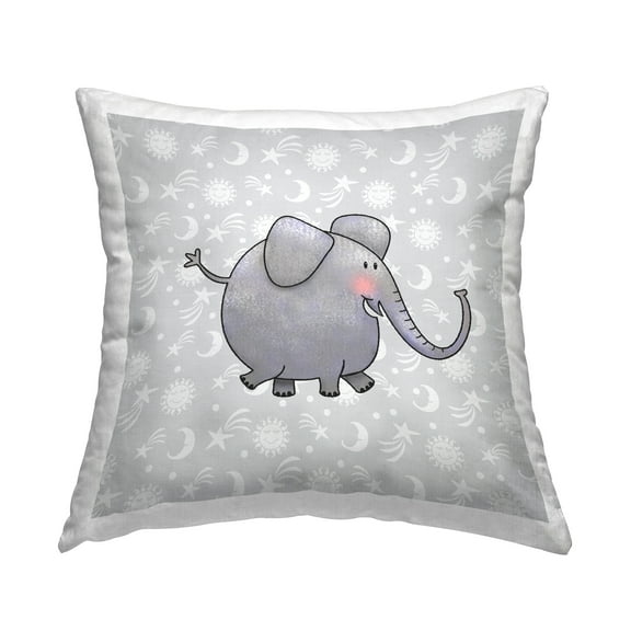 Stupell Industries Patterned Elephant Nursery Decorative Printed Throw Pillow, 18 x 18
