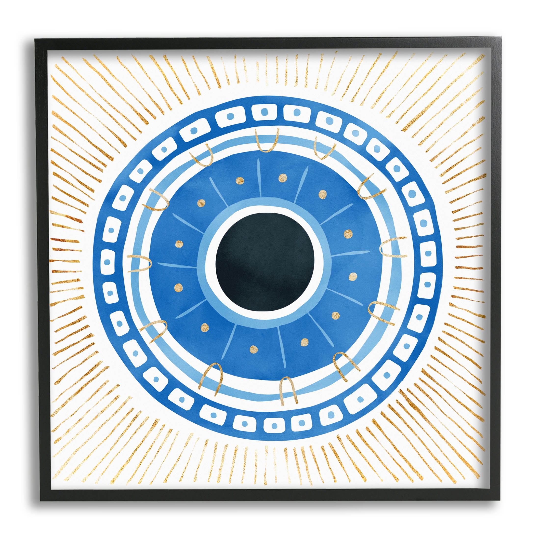 Stupell Industries Patterned Evil Eye Mati Symbol Graphic Art Black Framed Art Print Wall Art, Design by Ziwei Li