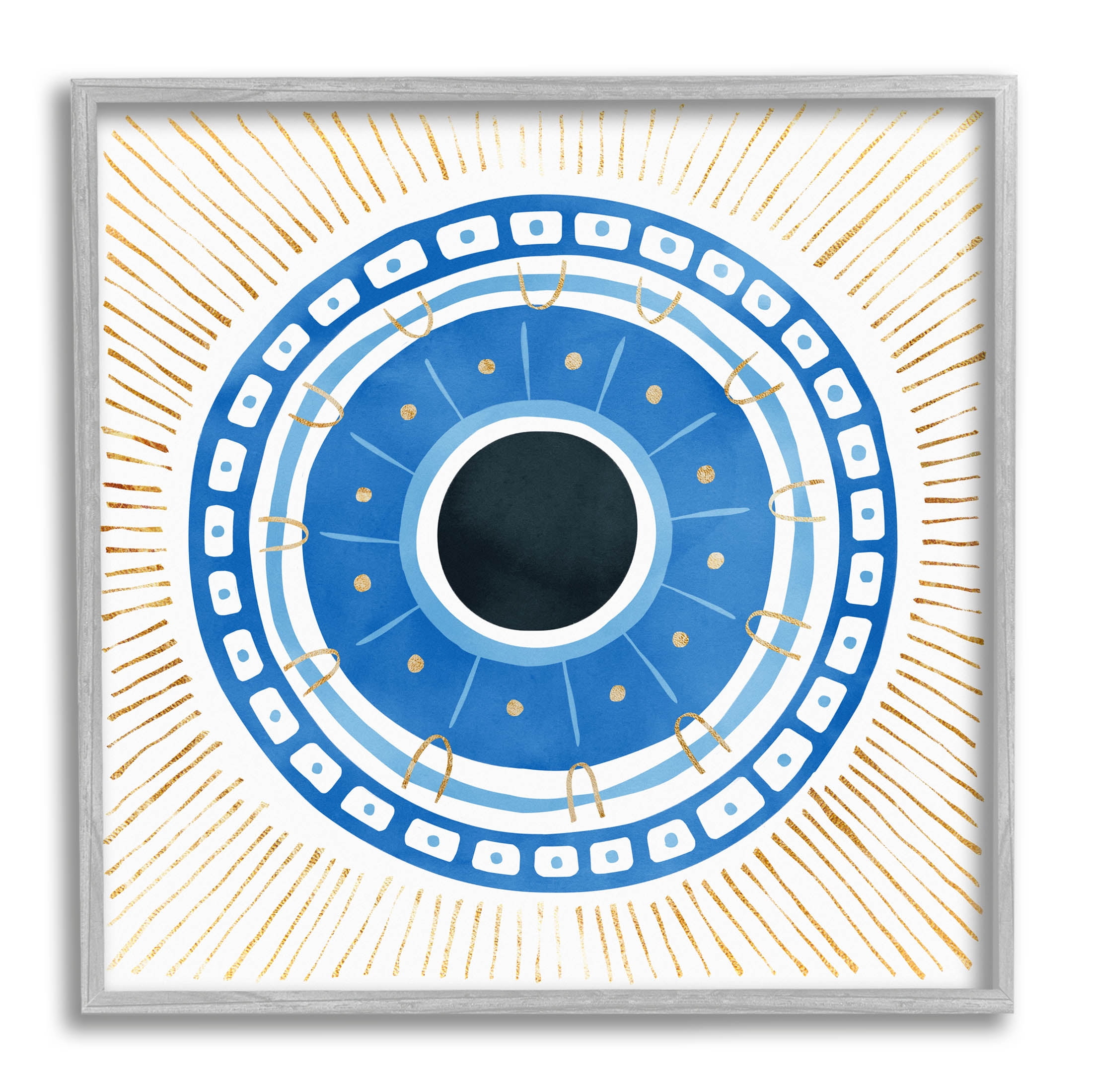 Stupell Industries Patterned Evil Eye Mati Symbol Graphic Art Gray Framed Art Print Wall Art, Design by Ziwei Li