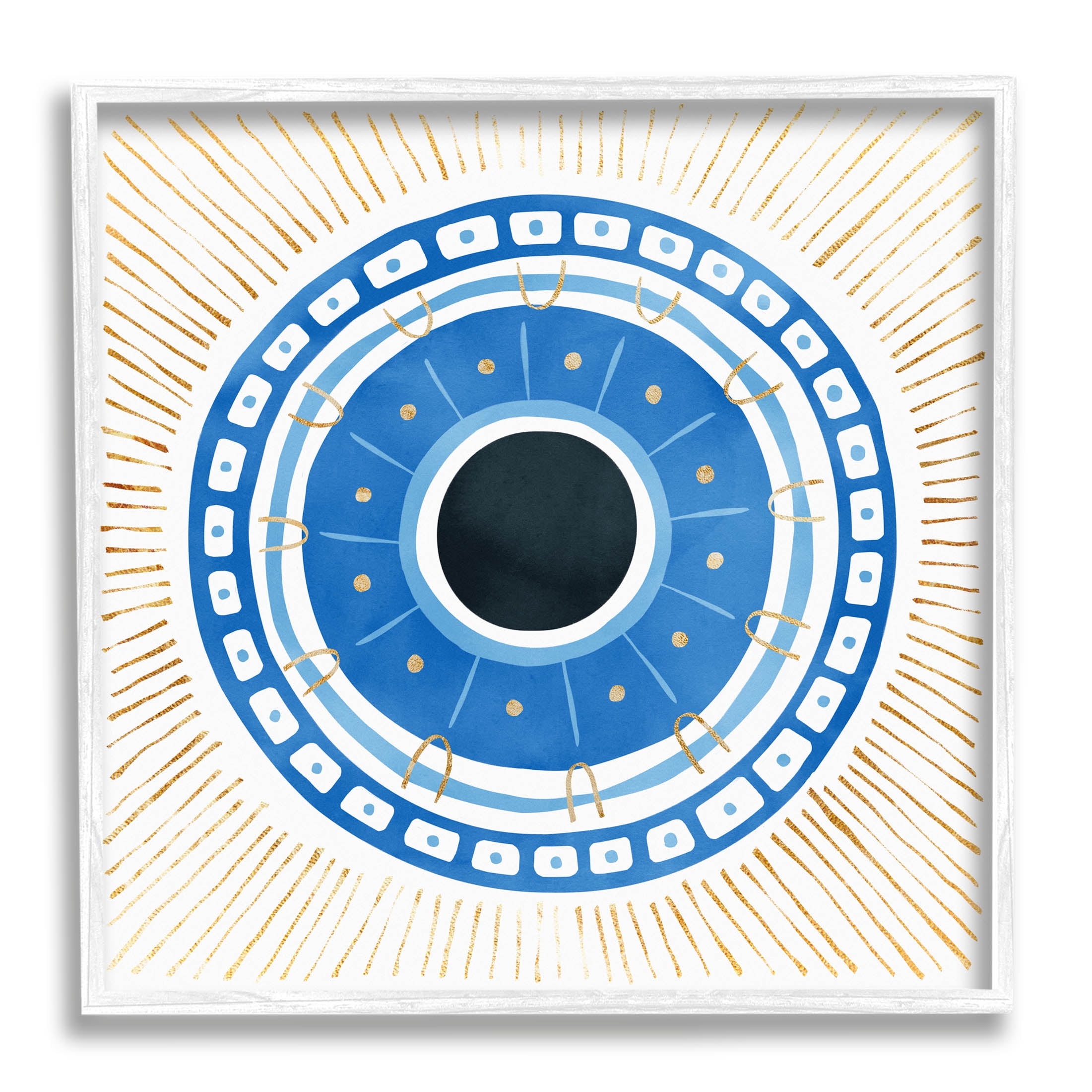 Stupell Industries Patterned Evil Eye Mati Symbol Graphic Art White Framed Art Print Wall Art, Design by Ziwei Li