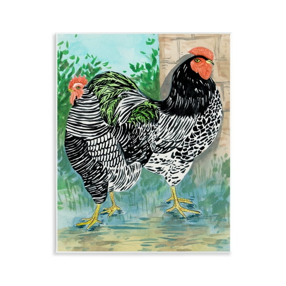 Stupell Industries Patterned Farmhouse Hens Animals Painting Unframed Art Print Wall Art, 11 x 14