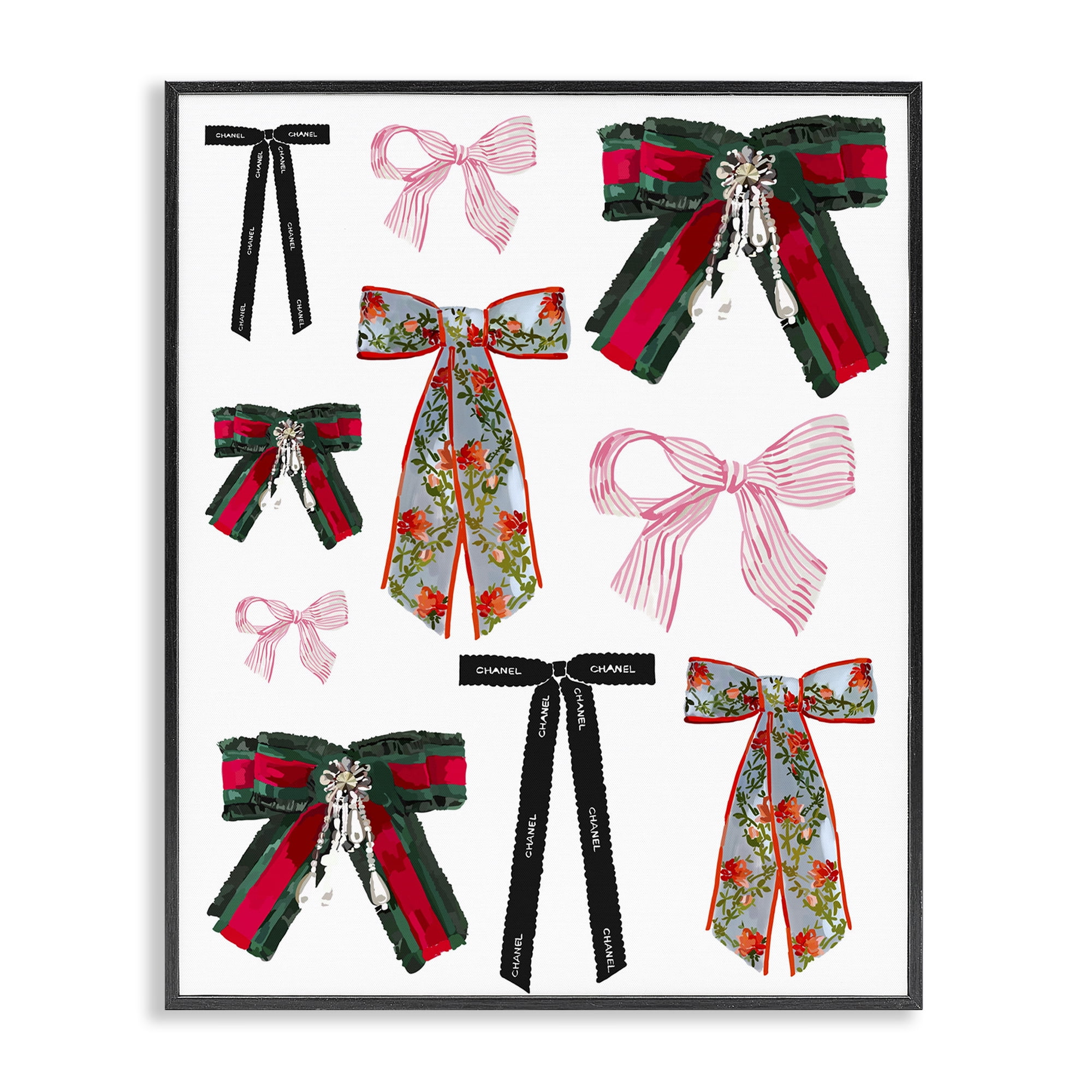 Stupell Industries Patterned Fashion Ribbons Beauty & Fashion Painting Black Framed Art Print Wall Art, 24 x 30