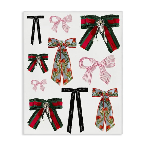 Stupell Industries Patterned Fashion Ribbons Beauty & Fashion Painting Gallery Wrapped Canvas Art Print Wall Art, 16 x 20