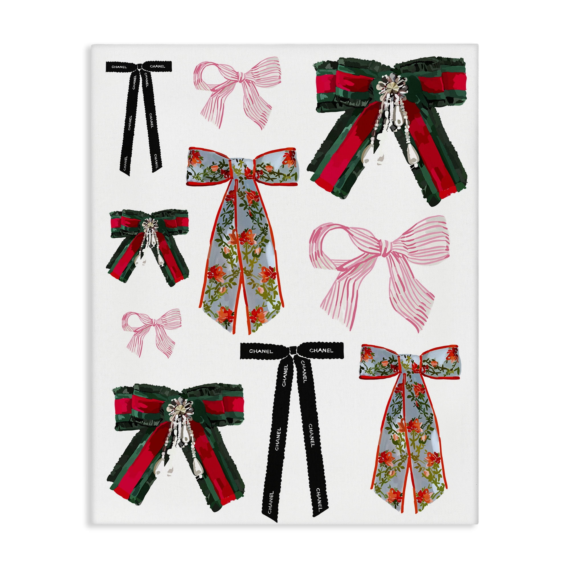 Stupell Industries Patterned Fashion Ribbons Beauty & Fashion Painting Gallery Wrapped Canvas Art Print Wall Art, 24 x 30