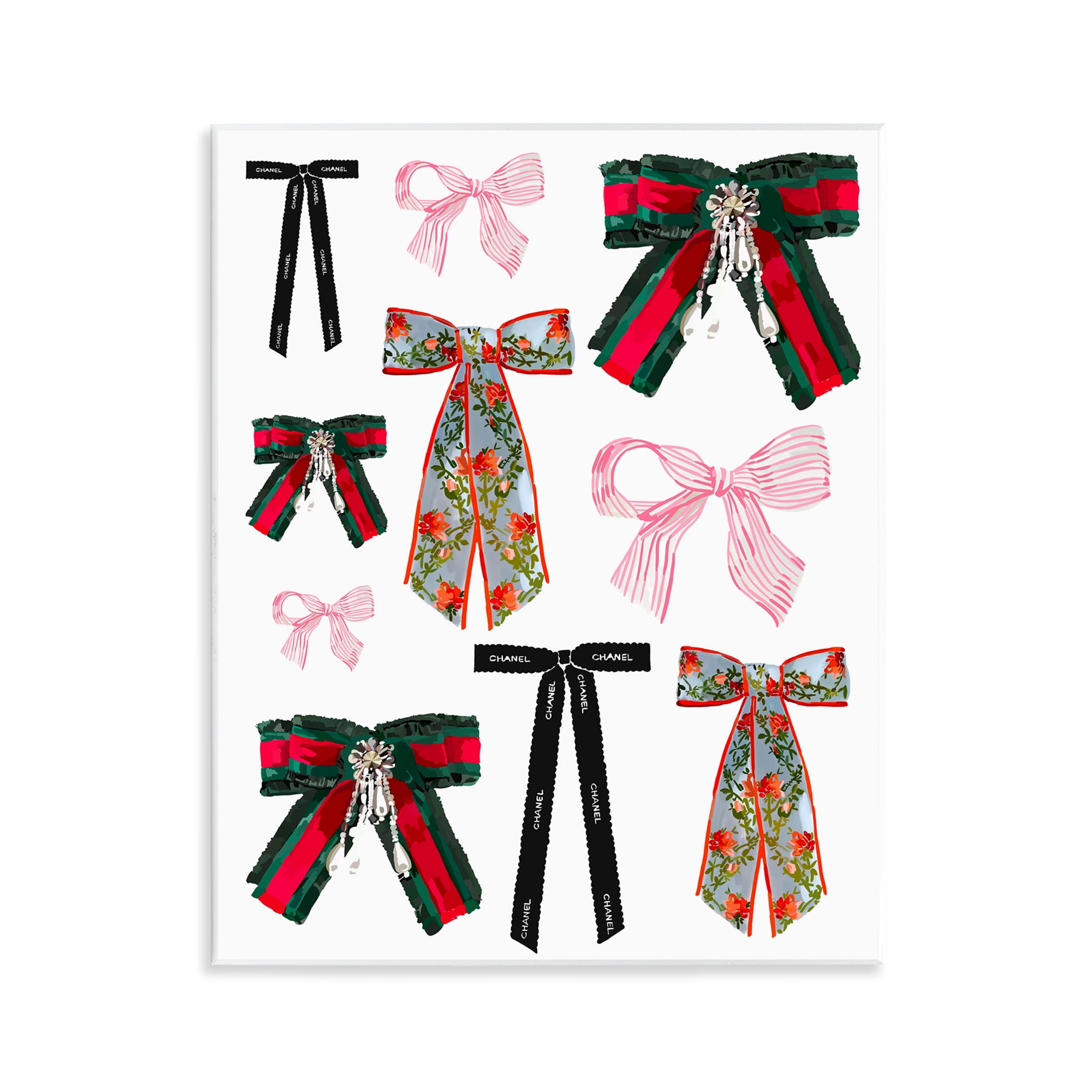 Stupell Industries Patterned Fashion Ribbons Beauty & Fashion Painting Unframed Art Print Wall Art, 11 x 14