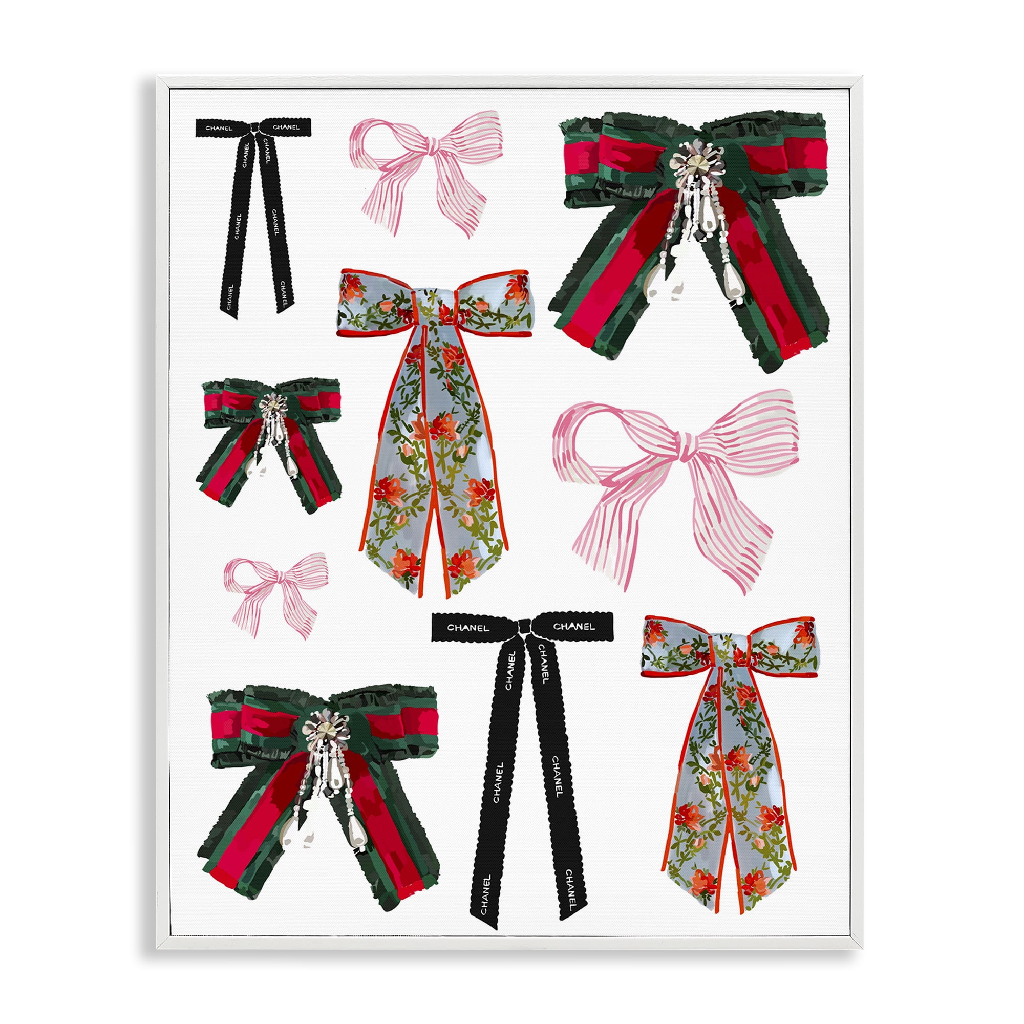 Stupell Industries Patterned Fashion Ribbons Beauty & Fashion Painting White Framed Art Print Wall Art, 24 x 30