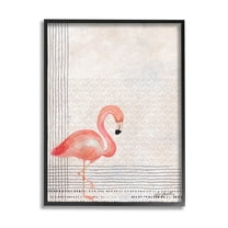 Stupell Industries Patterned Flamingo Bird Layered Stripes Graphic Art Black Framed Art Print Wall Art, Design by Katie Doucette