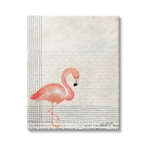 Stupell Industries Patterned Flamingo Bird Layered Stripes Graphic Art Gallery Wrapped Canvas Print Wall Art, Design by Katie Doucette