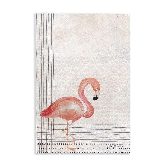 Stupell Industries Bohemian Patterned Flamingo Bird Layered Stripes Wall Plaque Art, 10 x 15, by Katie Doucette