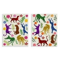 Stupell Industries Patterned Floral Jungle Cats Animals Painting Unframed Art Print Wall Art, 11 x 14, Set of 2