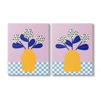 Stupell Industries Patterned Flowers in Vases Botanical & Floral Painting Gallery Wrapped Canvas Art Print Wall Art, 16 x 20, Set of 2