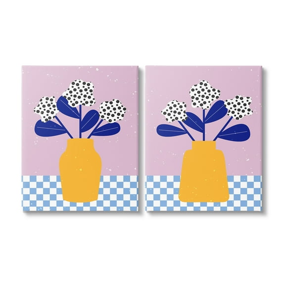 Stupell Industries Patterned Flowers in Vases Botanical & Floral Painting Gallery Wrapped Canvas Art Print Wall Art, 16 x 20, Set of 2