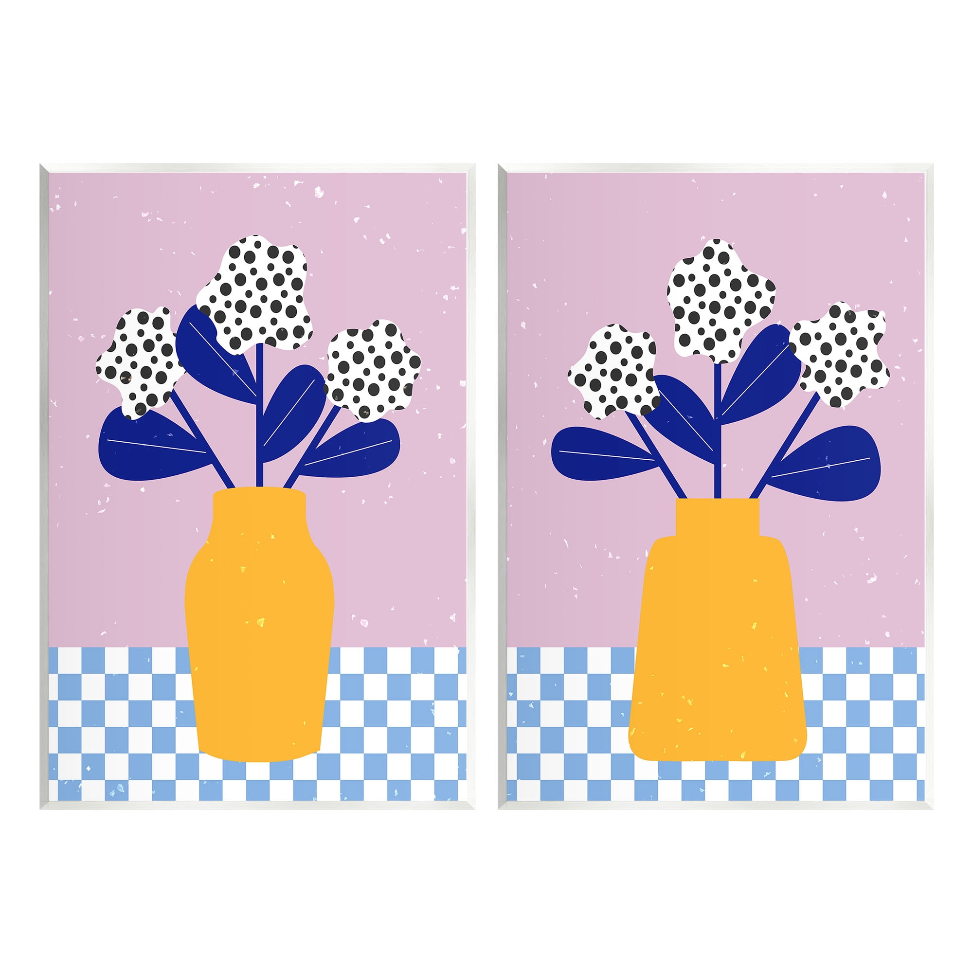 Stupell Industries Patterned Flowers in Vases Botanical & Floral Painting Unframed Art Print Wall Art, 13 x 19, Set of 2