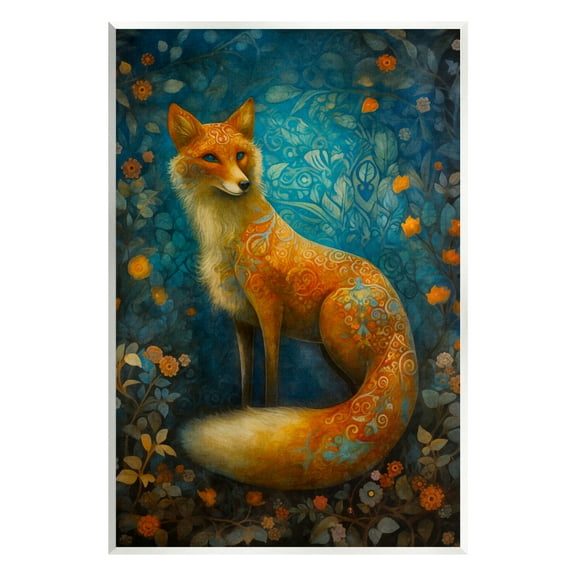 Stupell Industries Patterned Forest Fox Animals & Insects Painting Unframed Art Print Wall Art, 10 x 15