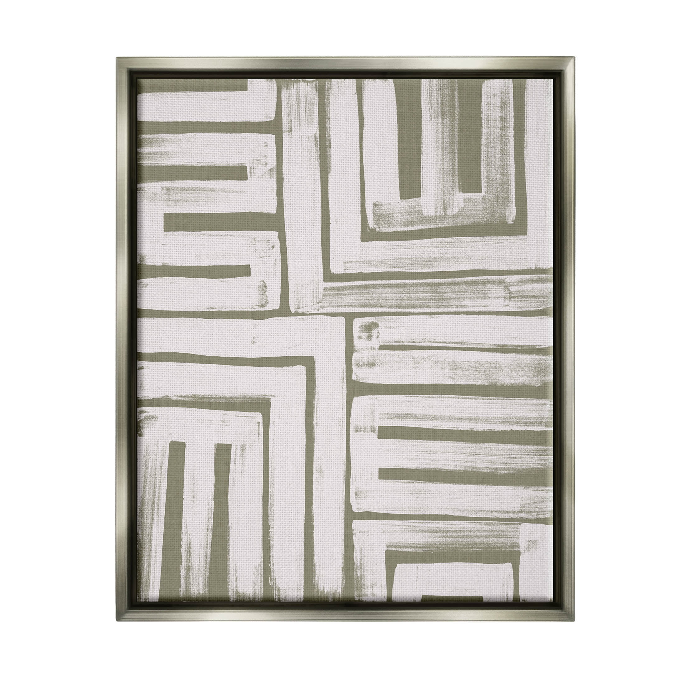 Stupell Industries Patterned Geometric Abstract Shapes Graphic Art Luster Gray Floating Framed Canvas Print Wall Art, Design by June Erica Vess
