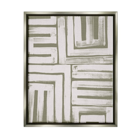 Stupell Industries Patterned Geometric Abstract Shapes Graphic Art Luster Gray Floating Framed Canvas Print Wall Art, Design by June Erica Vess
