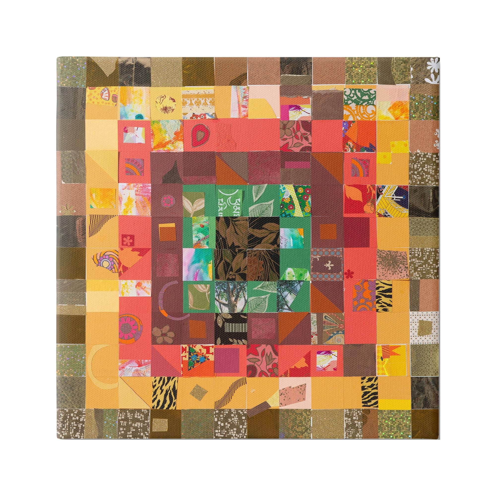 Stupell Industries Patterned Geometric Collage Abstract Painting Gallery Wrapped Canvas Art Print Wall Art, 30 x 30