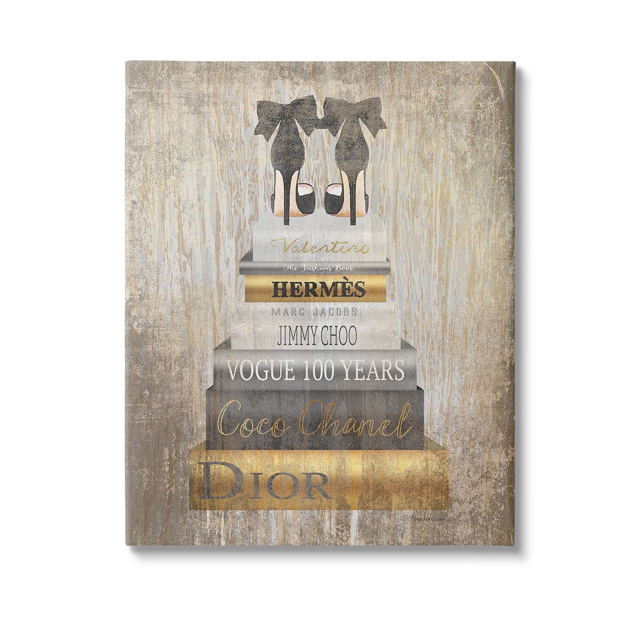 Stupell Industries Patterned Glam Bookstack Beauty & Fashion Painting Gallery Wrapped Canvas Art Print Wall Art, 36 x 48