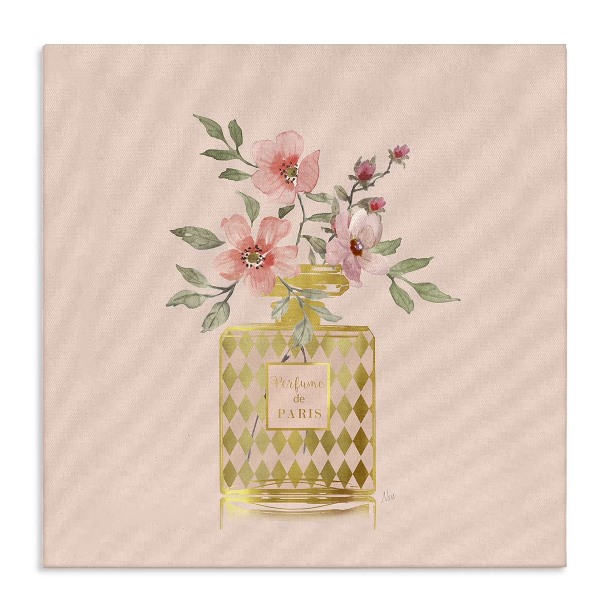 Stupell Industries Patterned Glam Floral Vase Botanical & Floral Painting Gallery Wrapped Canvas Art Print Wall Art, 24 x 24