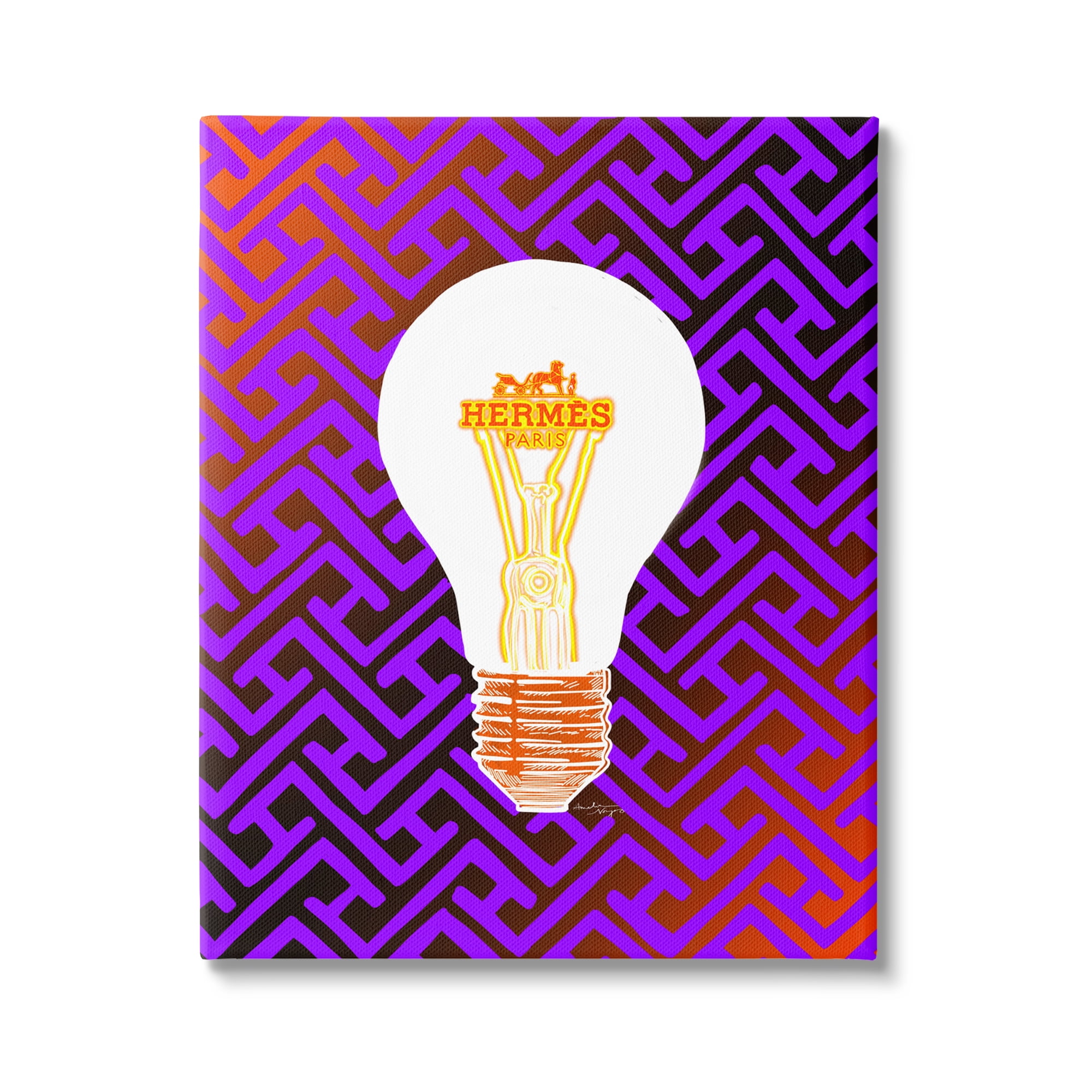 Stupell Industries Patterned Glam Lightbulb Beauty & Fashion Painting Gallery Wrapped Canvas Art Print Wall Art, 30 x 40