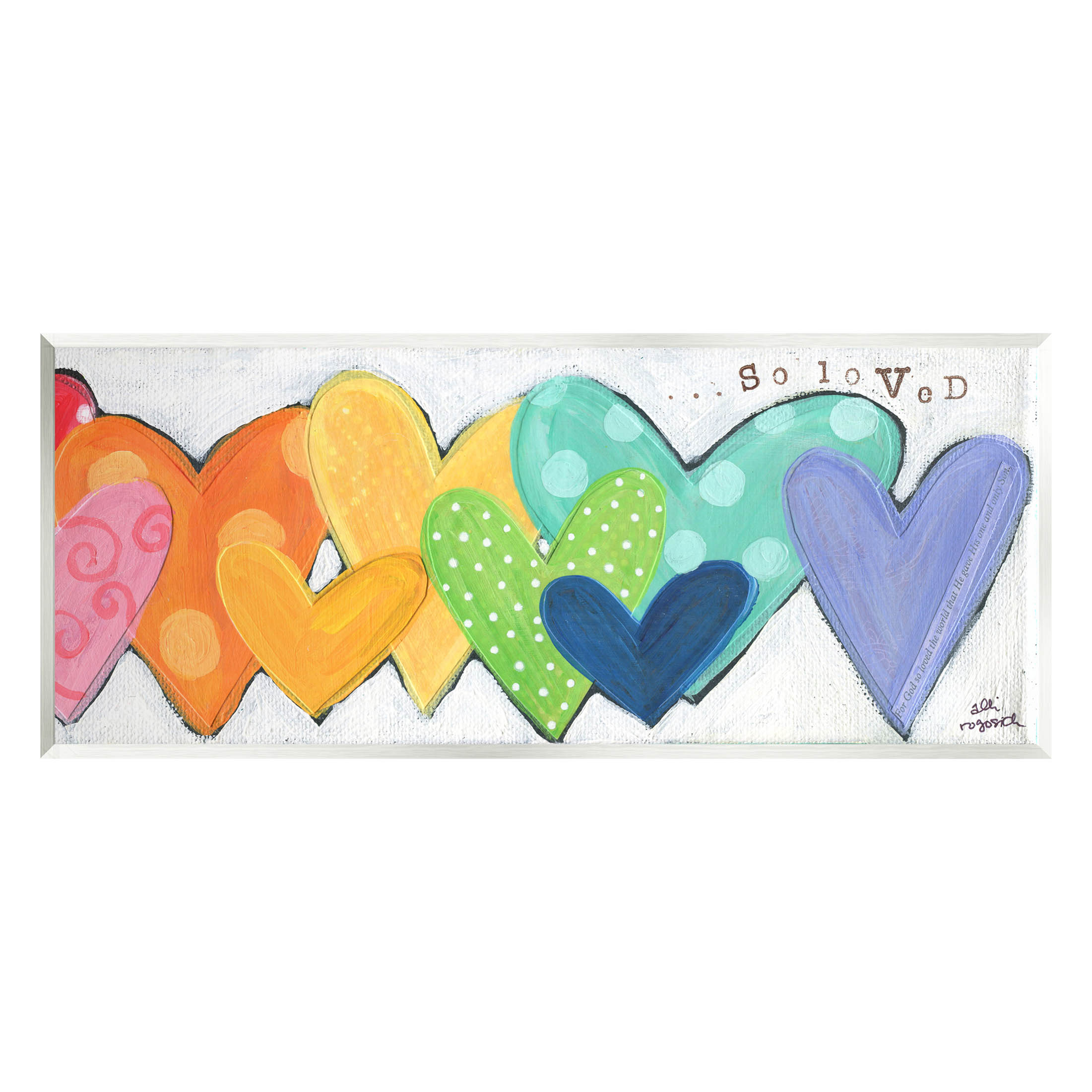 Stupell Industries Patterned Hearts So Loved Painting Unframed Art Print Wall Art, Design by Alli Rogosich