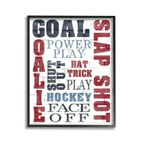 Stupell Industries Patterned Hockey Phrases Sports Painting Black Framed Art Print Wall Art, 11 x 14