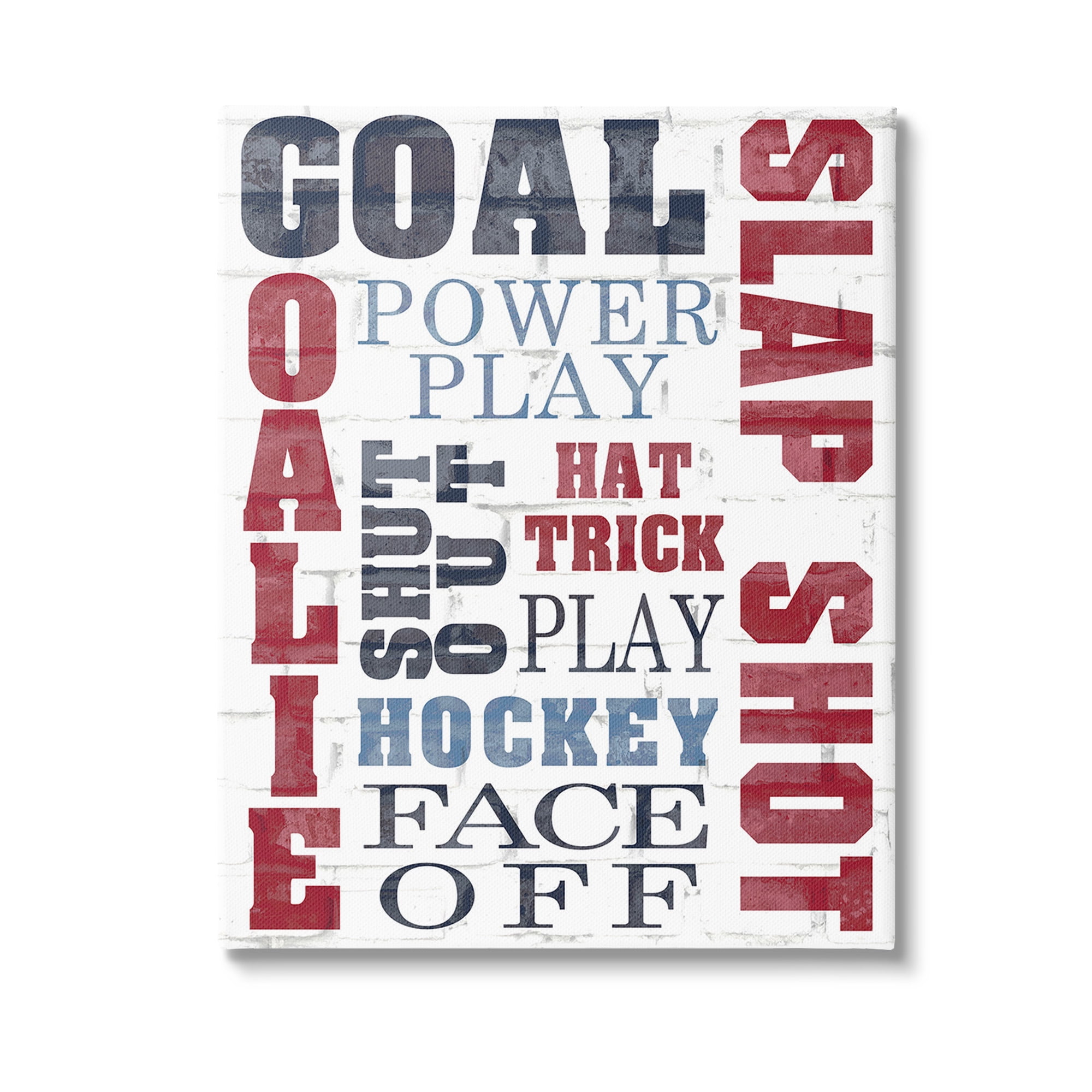 Stupell Industries Patterned Hockey Phrases Sports Painting Gallery Wrapped Canvas Art Print Wall Art, 30 x 40