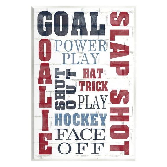 Stupell Industries Patterned Hockey Phrases Sports Painting Unframed Art Print Wall Art, 10 x 15