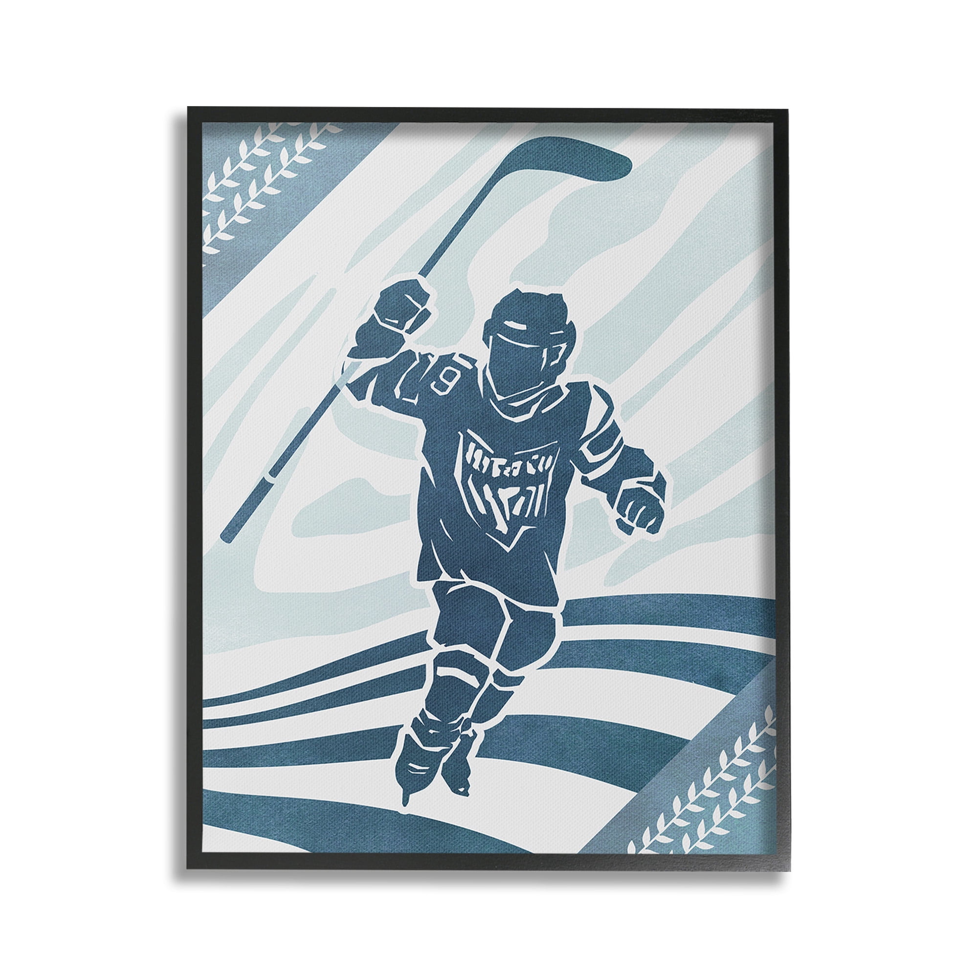 Stupell Industries Patterned Hockey Player Sports Painting Black Framed Art Print Wall Art, 16 x 20
